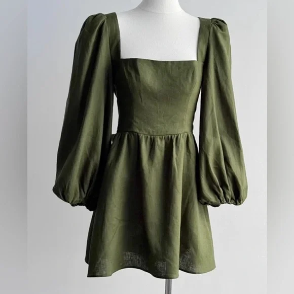 Reformation Brodie Linen Dress Size 0 - Picture 2 of 3